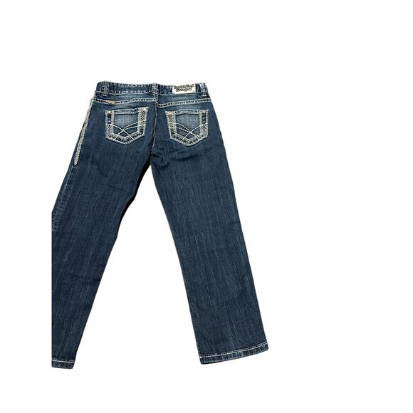 Rock and Roll Cowgirl Women's 25 Medium Wash Blue Boyfriend Crop Denim Jeans - Picture 8 of 13